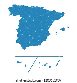 Map of Spain Provinces from Polygonal wire frame low poly mesh,Spain Provinces map Vector Illustration EPS10.