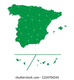 Map of Spain Provinces from Polygonal wire frame low poly mesh,Spain Provinces map Vector Illustration EPS10.
