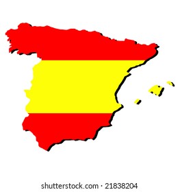 map of Spain and Spanish flag illustration