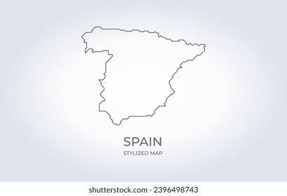 Map of Spain in a stylized minimalist style. Simple illustration of the country map.