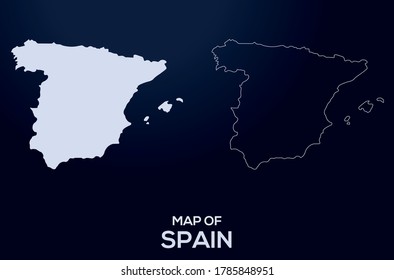 Mapa de la silueta vectorial de España aislada.Diseño abstracto, Ilustración de silueta detallada alta. Archivo vectorial de mapa completo editable en España.