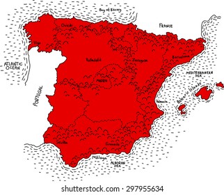 Map of Spain, Vector map of Spain, Spanish map, Lines map of Spain, Spanish map, Vintage Spain map, old map of spain, stylish map of Spain