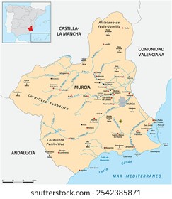 Mapa de la comunidad autónoma española de Murcia