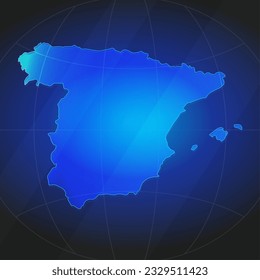 Map of Spanish in blue color. Template for website, annual report, news, infographics. Vector Illustration 