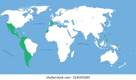 Map of Spanish Empire North and South America Argentina 