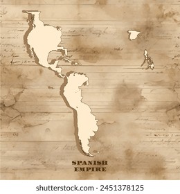 Map of Spanish Empire in the old style, brown graphics in retro fantasy style.