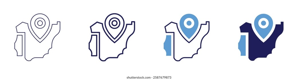 Map specialist icon in 4 different styles. Thin Line, Line, Bold Line, Duotone. Duotone style. Editable stroke.