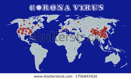 Map of the spread of the COVID-19 virus in the world. Epidemic on the world map. The number of cases on the globe. Vector image.Maps show where the coronavirus has spread. vector illustration.