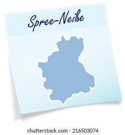 Map of Spree-Neisse as sticky note in blue