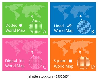 Map of squares, circles, digital and lines