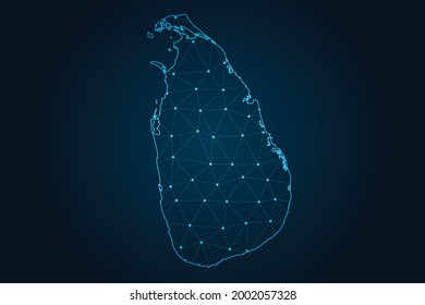 Map of sri Lanka , Abstract mash line and point scales on dark background for your web site design map logo, app, ui,Travel. Vector illustration eps 10.