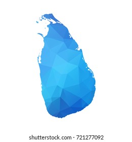 Map of Sri Lanka - Blue Geometric Rumpled Triangular, Polygonal Design For yours. Vector illustration eps 10.