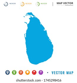 Map of Sri Lanka blue and set pin icon.
