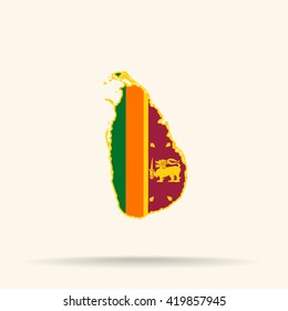 Map of Sri Lanka in Sri Lanka flag colors