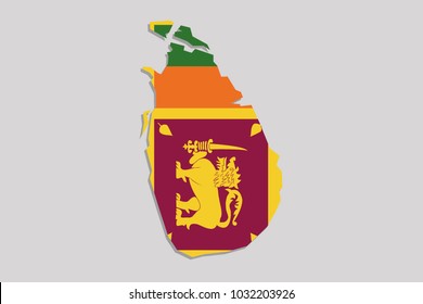 map of sri lanka with flag,vector illustration