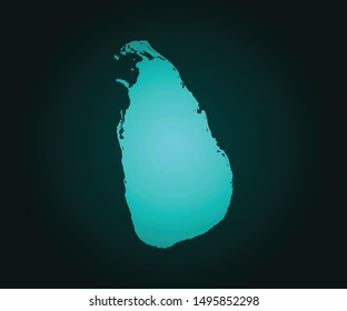 Map of Sri Lanka green vector isolated on dark background. High detailed green vector map, Sri Lanka symbol for your web site design map - Vector illustration eps 10.