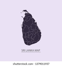 Map of Sri Lanka - High detailed map violet outline map with caption on violet background.Abstract design vector illustration eps 10.