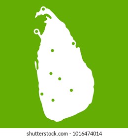 Map of Sri Lanka icon white isolated on green background. Vector illustration