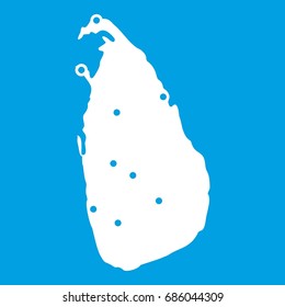 Map of Sri Lanka icon white isolated on blue background vector illustration