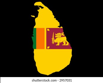 map of Sri Lanka and Sri lankan flag illustration