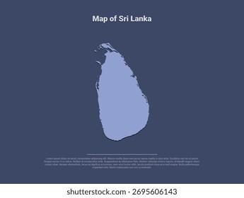  Karte von Sri Lanka, minimalistische Vektorsilhouette in weichem Blau auf dunklem Hintergrund