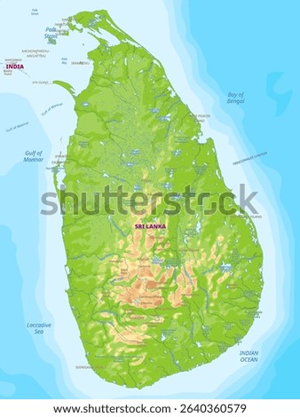 Map of Sri Lanka physical