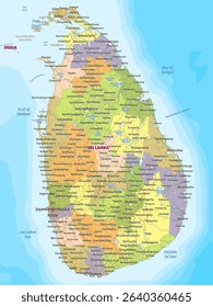 Map of Sri Lanka Political Divisions