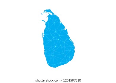 Map of Sri Lanka from Polygonal wire frame low poly mesh,Sri Lanka map Vector Illustration EPS10.
