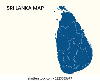 Map of Sri Lanka, Solid Map of Sri Lanka, Sri Lanka vector Illustration, Map of Sri Lanka with Colour. 
