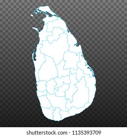Map of Sri Lanka. Vector illustration on transparent background. Items are placed on separate layers and editable. Vector illustration eps 10.