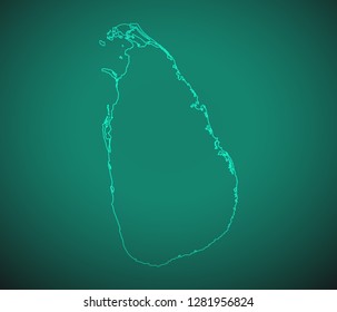 Map of Sri Lanka,Green map on dark background. Vector illustration eps 10.