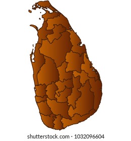 Map of SriLanka- Map of the city and each border separately. Brown Gold eps Vector Illustration 10