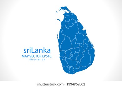 Map of sriLanka - High detailed blue map on white background. Abstract design vector illustration