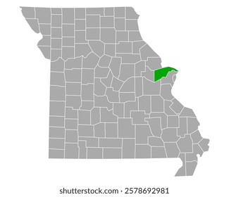 Map of St Charles in Missouri on white