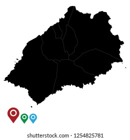 Map of St Helena, High Detailed Map of St Helena isolated on white background.Vector illustration eps 10