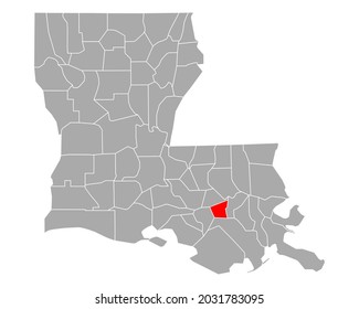 Map of St James in Louisiana on white