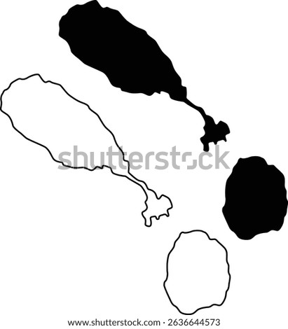 Map of St Kitts and Nevis Silhouette Flat and Outline Design