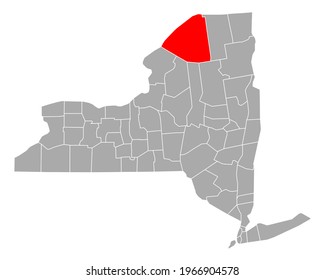 Map of St Lawrence in New York on white