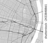 Map of St. Louis city, Missouri, United States. Urban black and white poster. Road map image with metropolitan city area view.