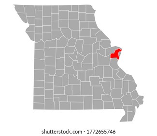 Map of St Louis County in Missouri on white