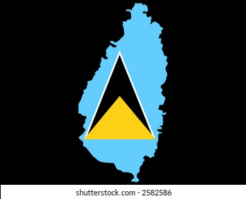 map of St Lucia and St Lucian flag illustration