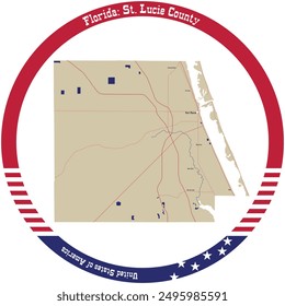 Mapa del condado de St. Lucie en Florida, Estados Unidos organizado en círculo.