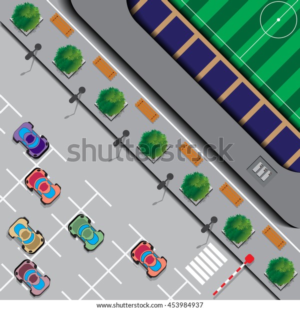 Map of the stadium with a football field.\
View from above. Vector\
illustration.