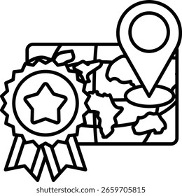 Un mapa con una estrella y un alfiler. La estrella es un símbolo de logro y el pin es un símbolo de ubicación