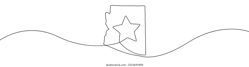 Mapa del estado del vector de dibujo continuo de la línea de icono de Arizona. Mapa de una línea del fondo vectorial del icono del estado de Arizona. Mapa del icono del estado de Arizona. Esbozo continuo de un mapa del estado