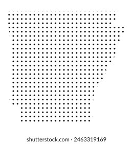 A map of the state of Arkansas is shown in dots