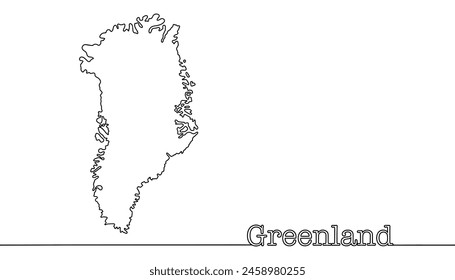Map of the state borders of the world's largest island. Geographical map of Greenland. Simple hand drawn vector.