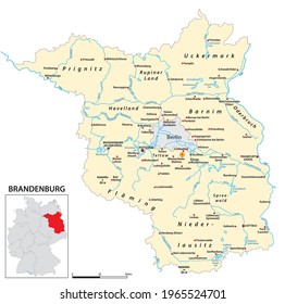 Map of the state of Brandenburg in German language