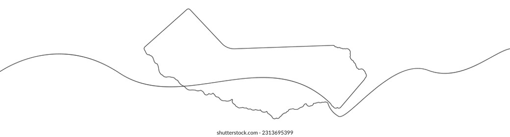 Mapa del vector de dibujo continuo de la línea de icono del estado de California. Mapa de una línea del fondo vectorial del icono del estado de California. Mapa del icono del estado de California. Esbozo continuo de un mapa de 