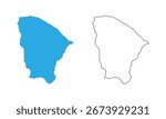 Map of the state of Ceara, Brazil. Map with detailed outline and blue silhouette	
